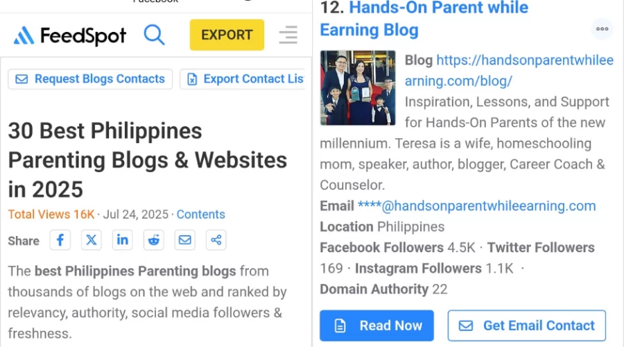 Hands-On Parent while Earning on Feedspot’s 2025 Top Blogs Again